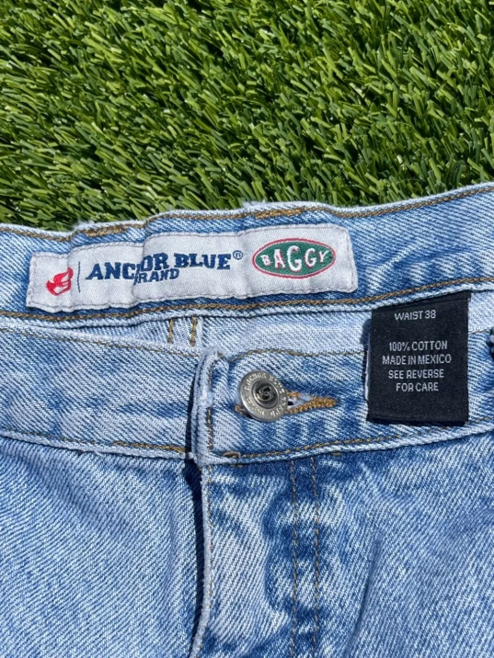Anchor Blue Baggy - Light Wash Denim Jean Shorts